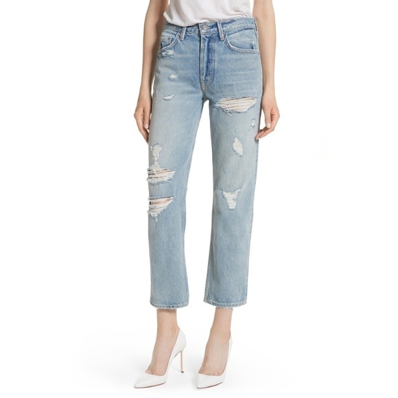 GRLFRND Helena High Waisted Distressed Jeans - Picture 1 of 14